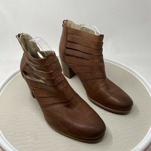 Josef Siebel Ankle Boots Brown 41 10 Leather Block Heel Booties Comfort Zipper